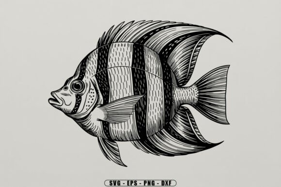 Vintage Tropical Fish SVG