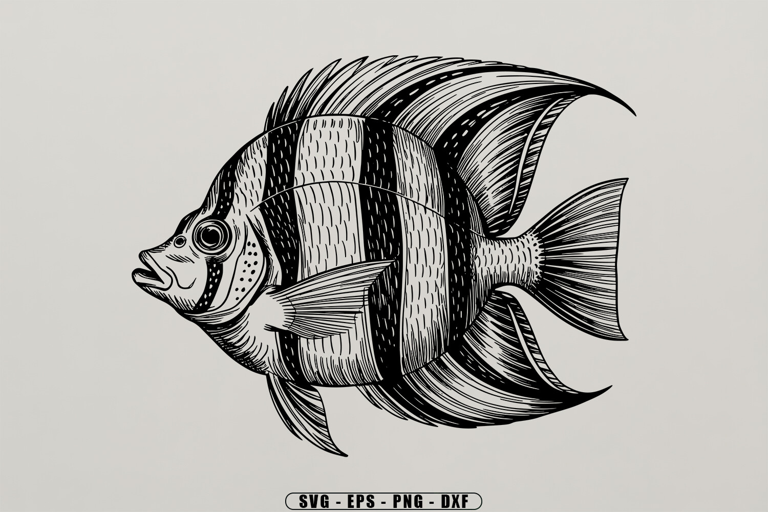 Vintage Tropical Fish SVG