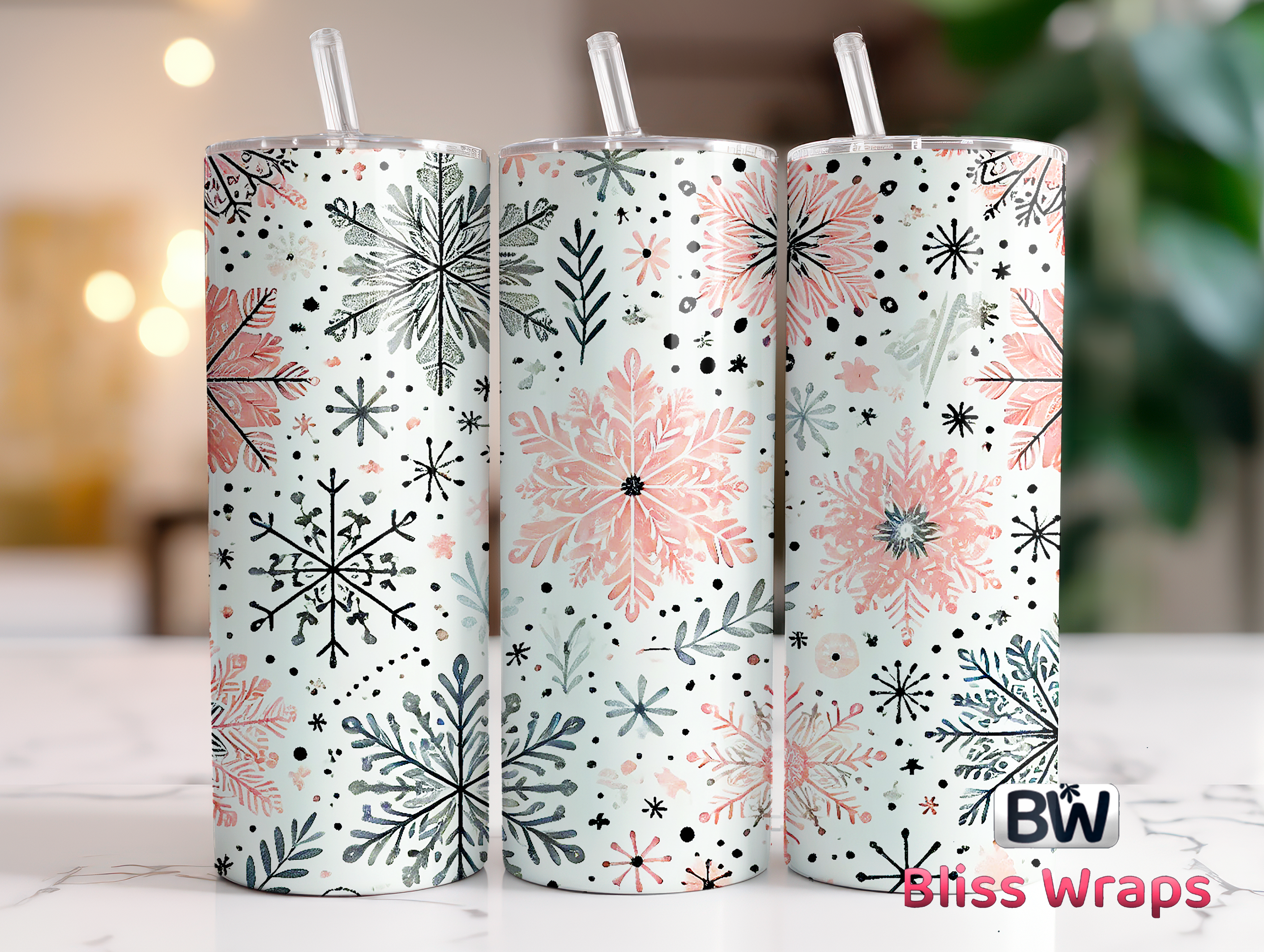 Winter Snowflake Christmas Tumbler Wrap