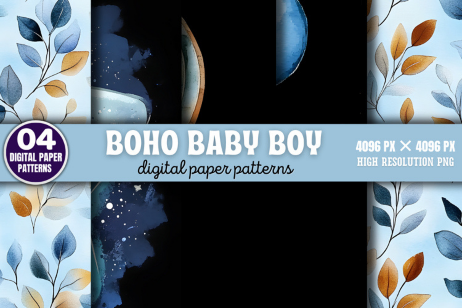 Boho Baby Boy Pattern Digital Background Graphic by Styled Stock ...