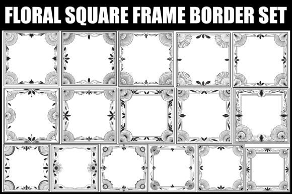 Floral Square Frame Border Set