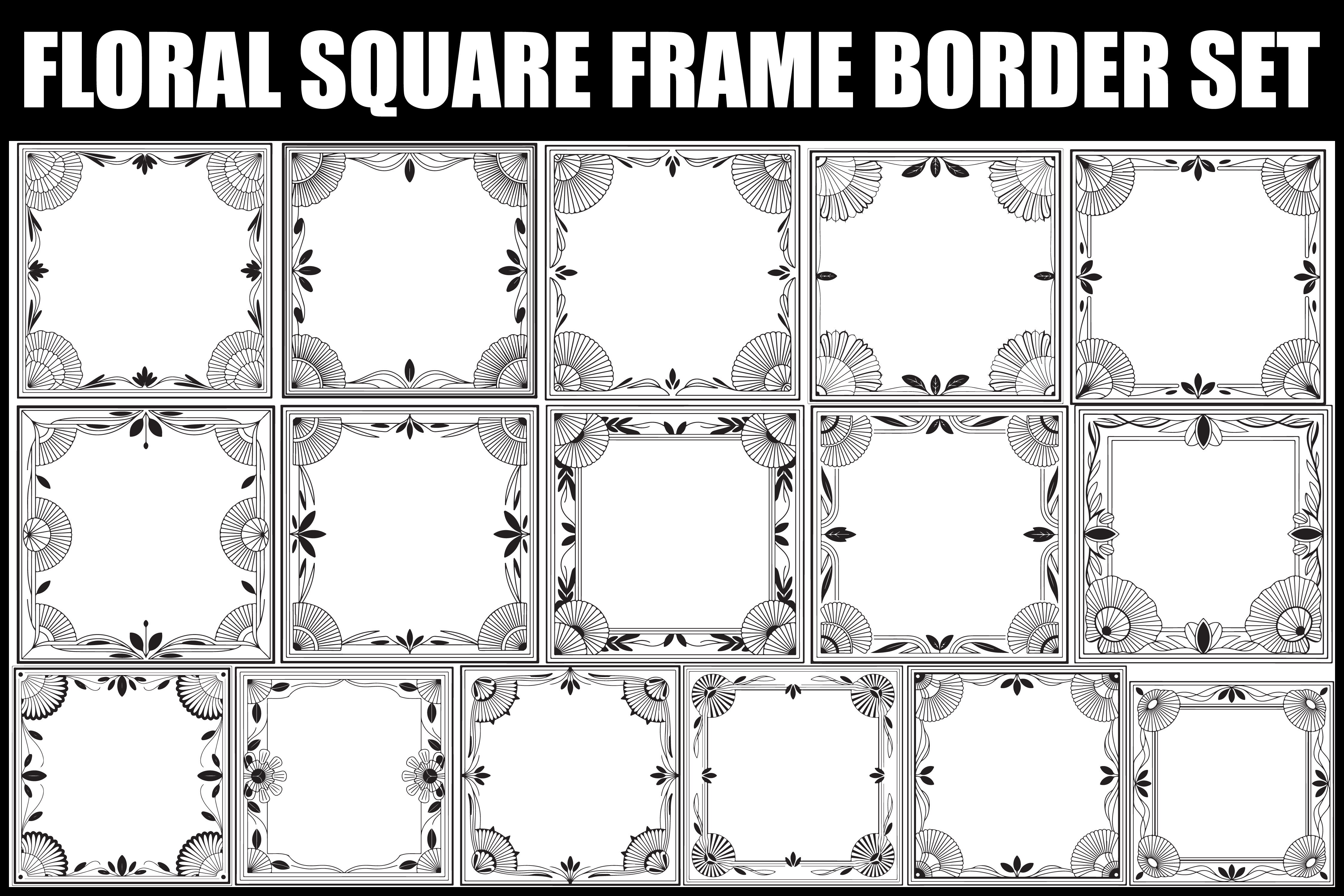 Floral Square Frame Border Set
