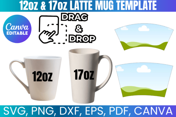 17oz and 12oz Latte Mug Template