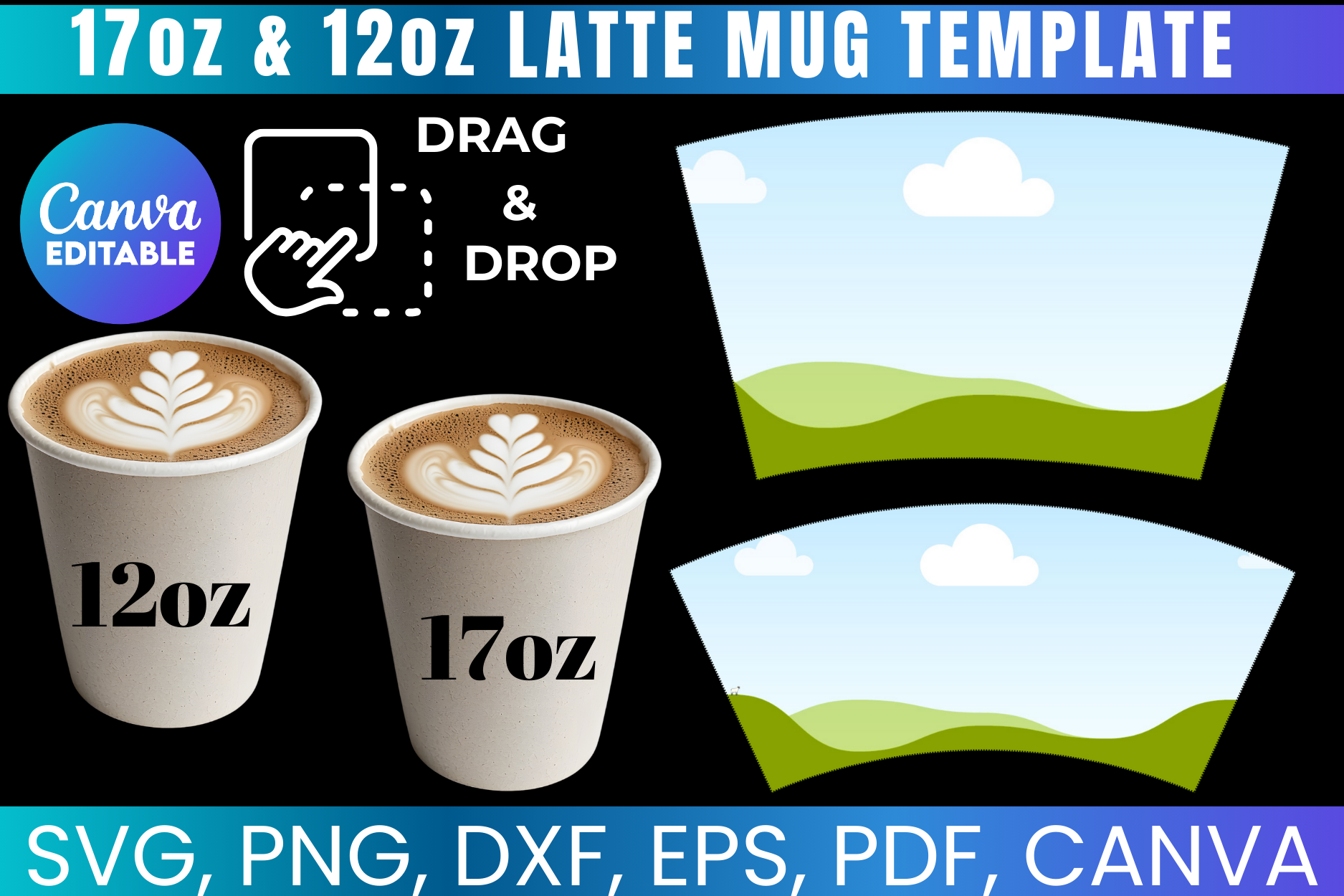 17oz and 12oz Latte Mug Template