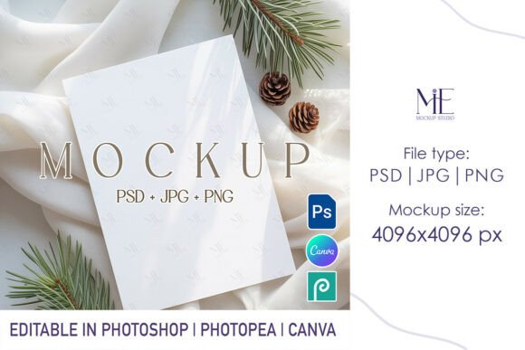 5x7 Christmas Greeting Card Canva Mockup