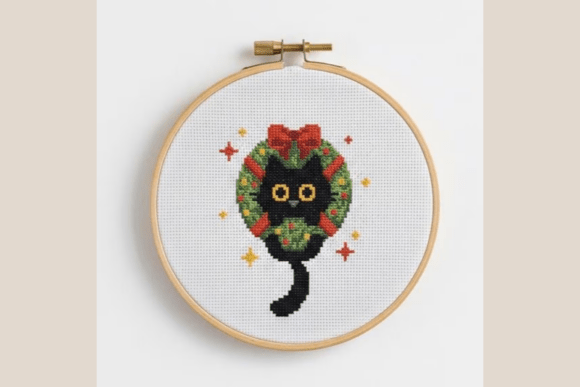 Cat Smal Christmas Cross Stitch Pattern