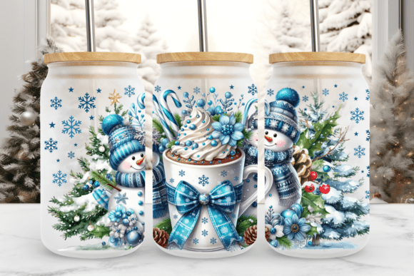 Christmas Snowman 16oz Glass Wrap Png Graphics 2
