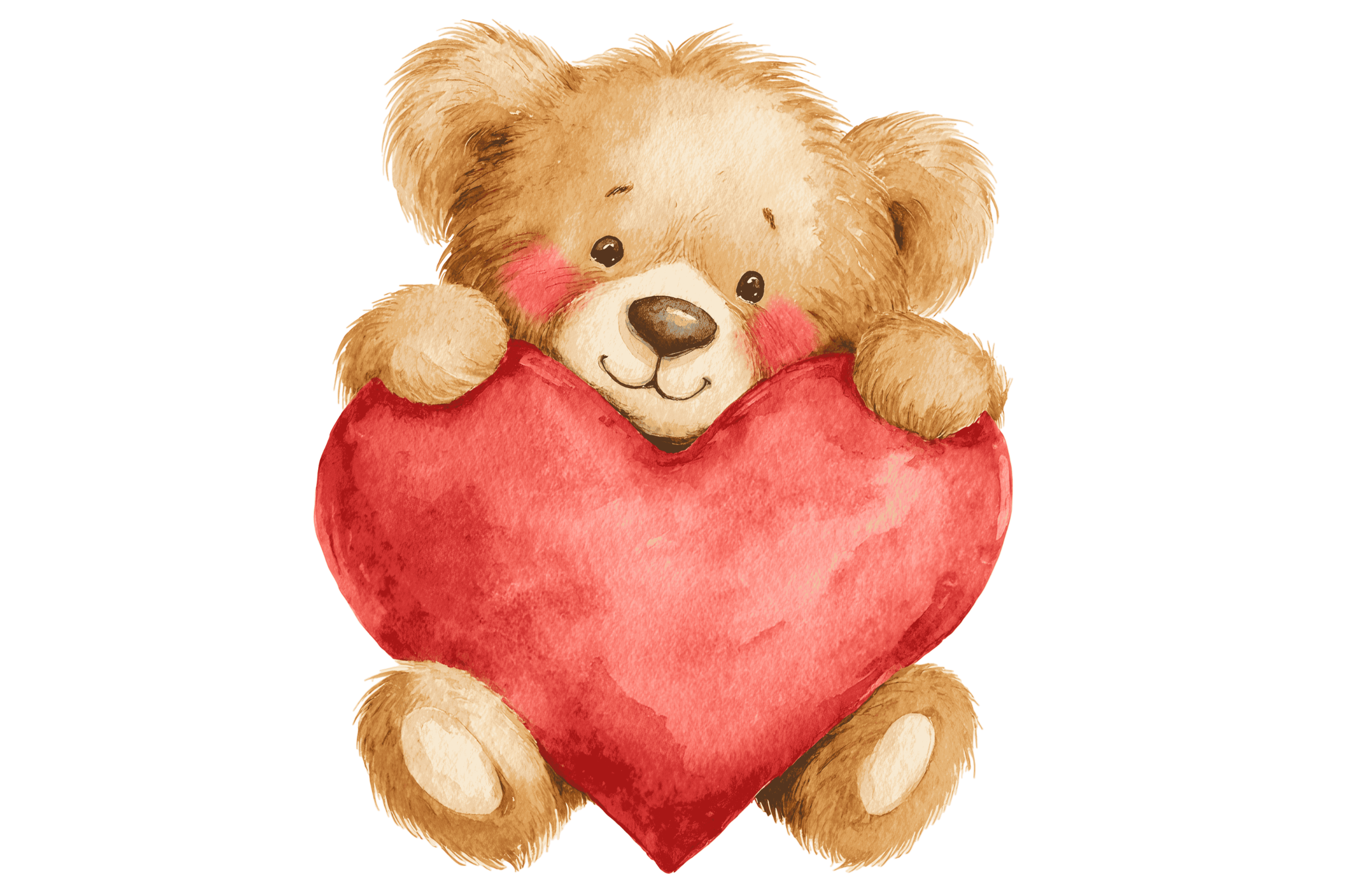 Cute Teddy with Red Heart PNG