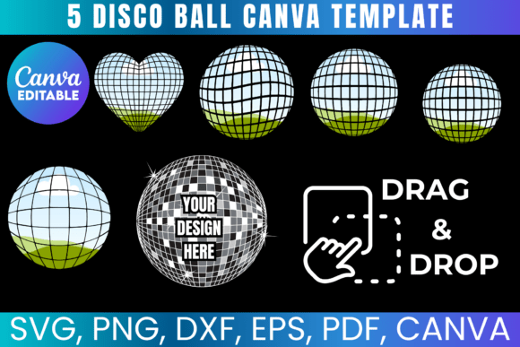 Disco Ball Canva Frames Bundle Template