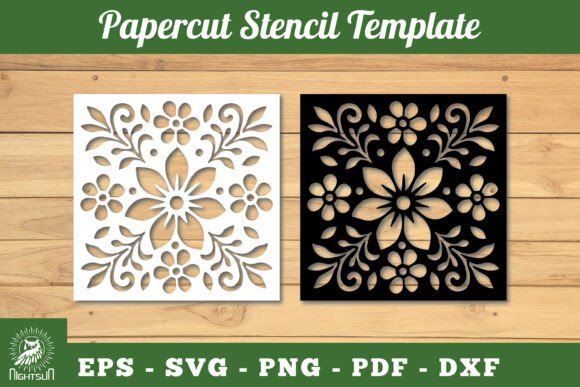 Floral Paper Cut Stencil SVG 1