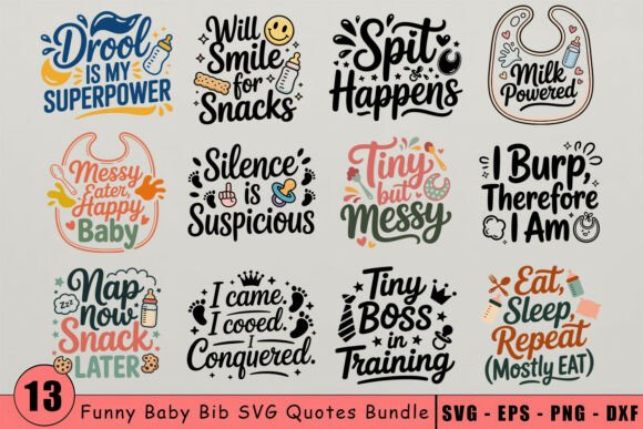 Funny Baby Bib Quotes SVG Bundle