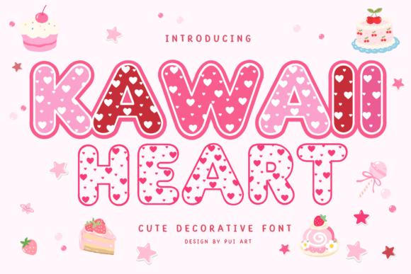 Preview specimen of Kawaii Heart decorative font
