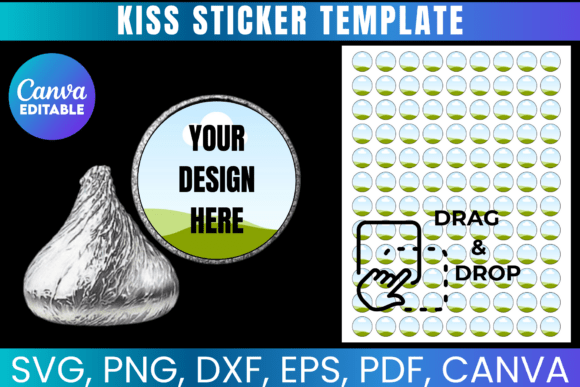 Kiss Sticker Editable Canva Template