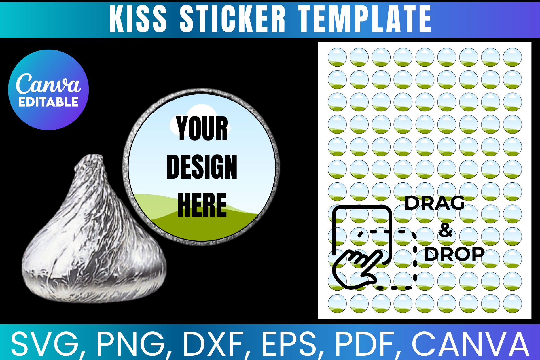 Kiss Sticker Editable Canva Template