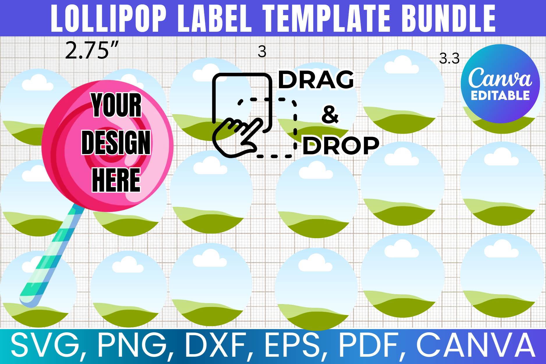 Lollipop Label Canva Template Bundle