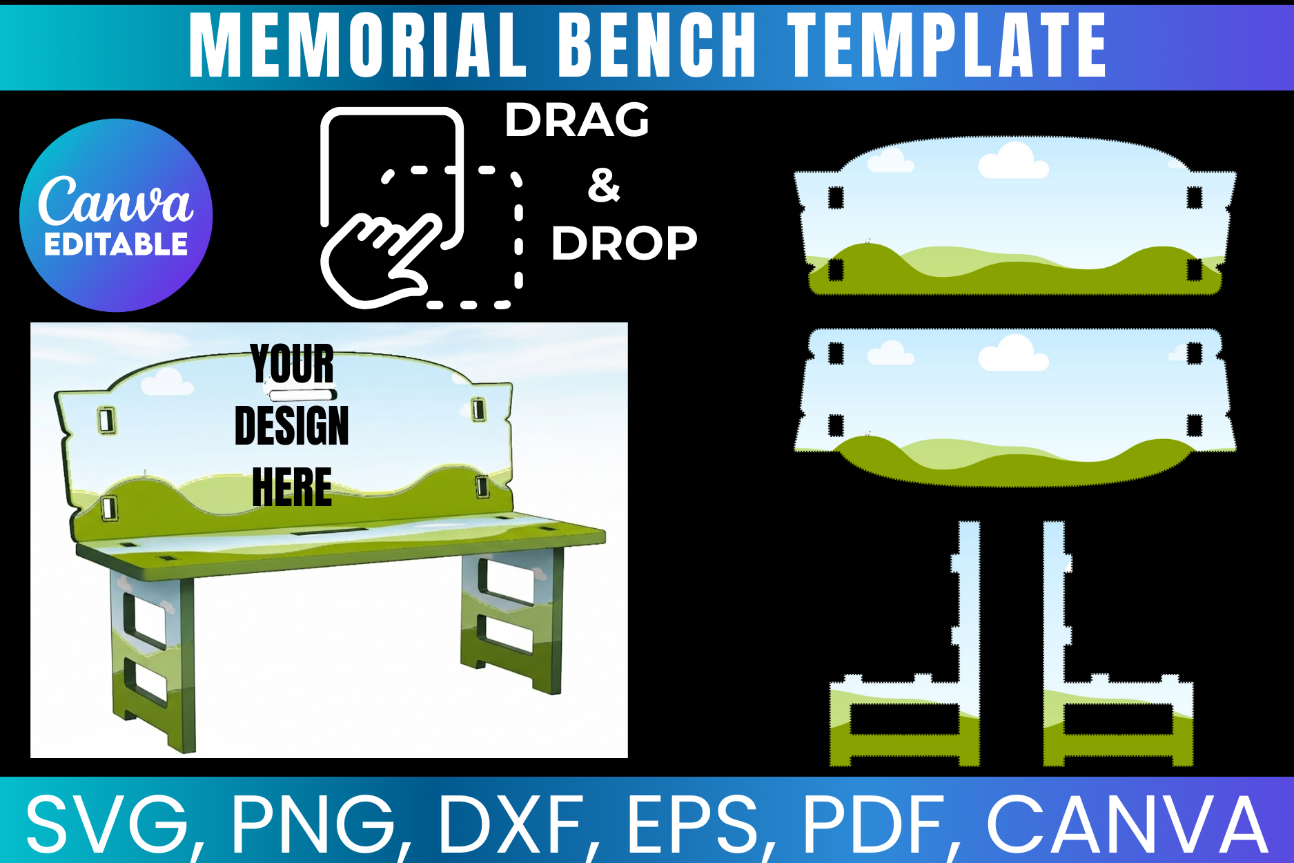 Memorial Bench Canva Editable Template