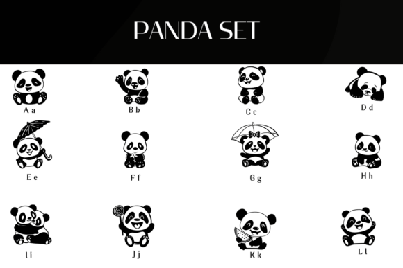 Panda Set Font PNG with transparent background - Preview 1