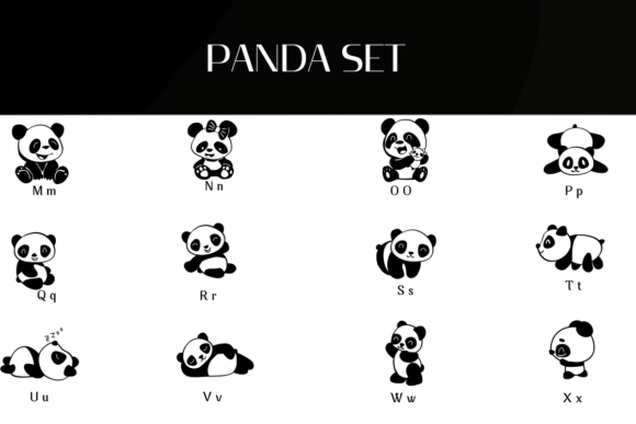 Panda Set Font PNG with transparent background - Preview 2