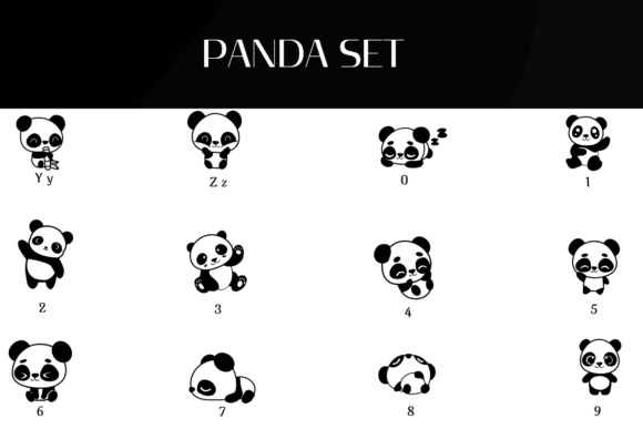 Panda Set Font PNG with transparent background - Preview 3