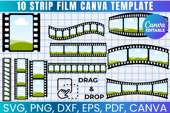 Photo Strip Film Canva Frames Template