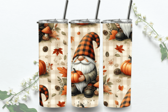 Pumpkin Gnome Fall Tumbler Wraps Design