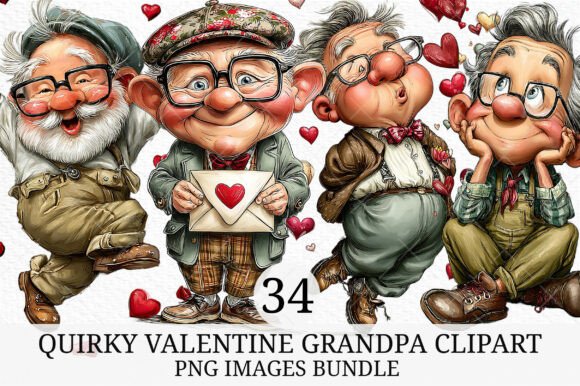 Quirky Valentine Grandpa Clipart Graphics