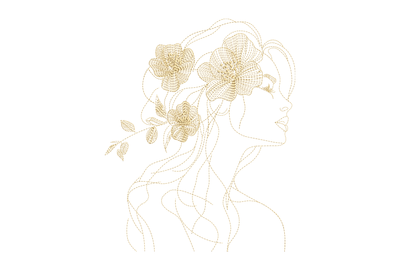 Rose Gold Floral Woman Face