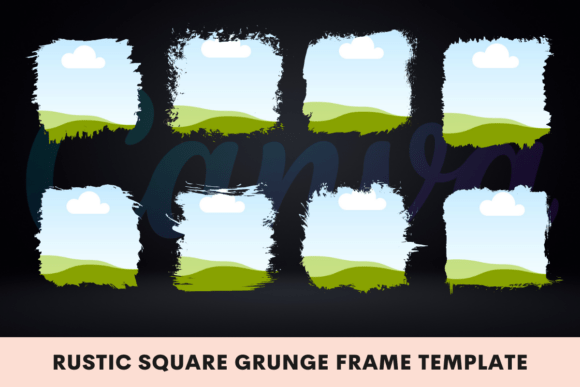 Rustic square grunge Canva frame template