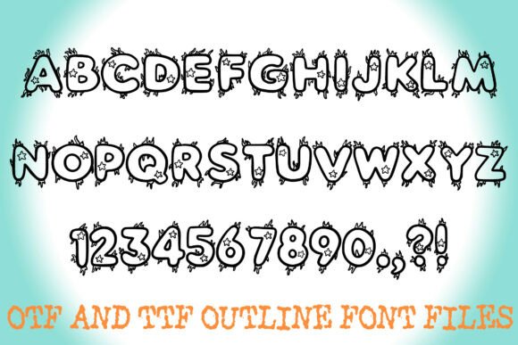 Sea Seaweed Starfish Font PNG with transparent background - Preview 1
