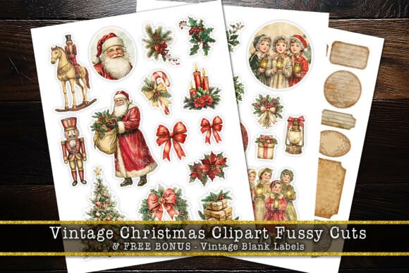 Victorian Christmas Clipart Fussy Cuts