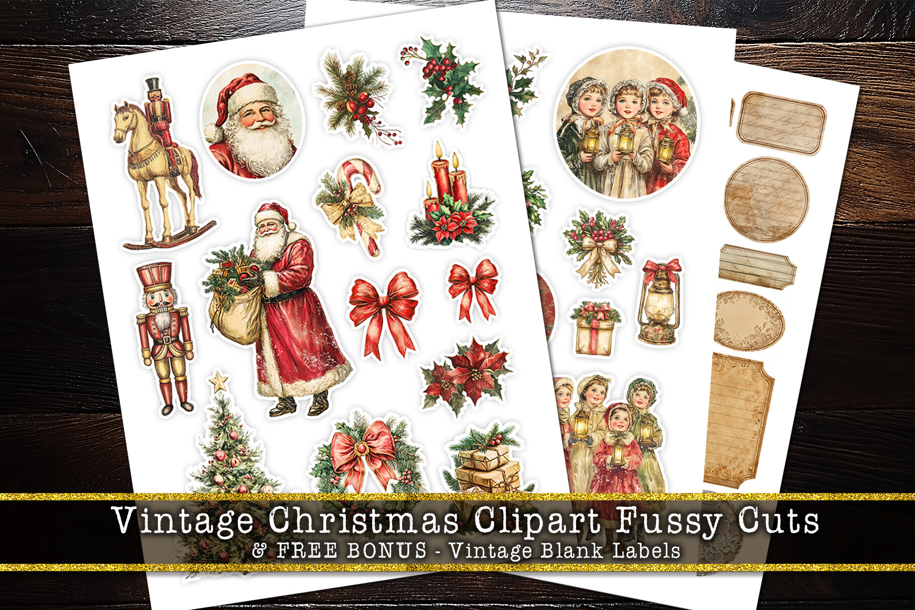 Victorian Christmas Clipart Fussy Cuts
