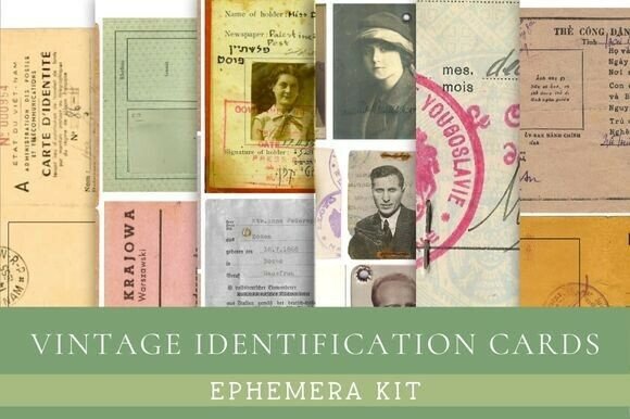 Vintage ID Cards Ephemera Kit