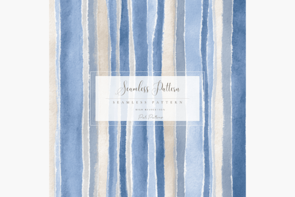 Watercolor Blue Beige Stripes Seamless Pattern PNG