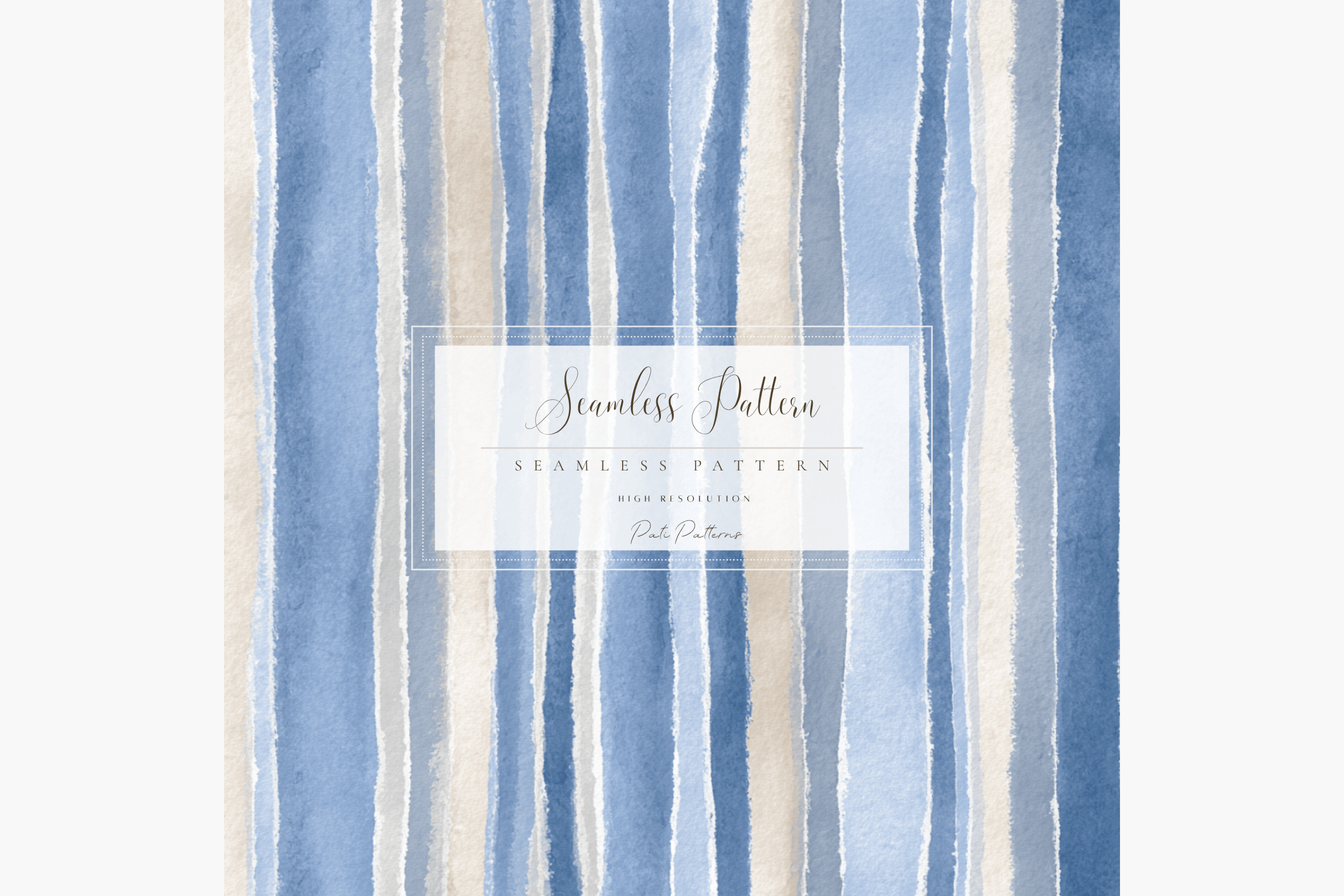 Watercolor Blue Beige Stripes Seamless Pattern PNG