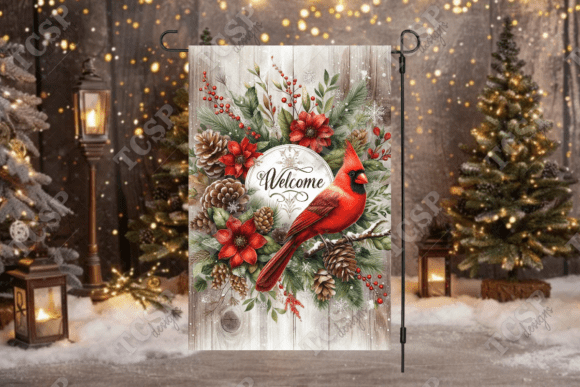 Winter Cardinal Welcome Garden Flag