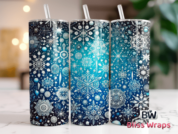 Winter Snowflake Christmas Tumbler Wrap
