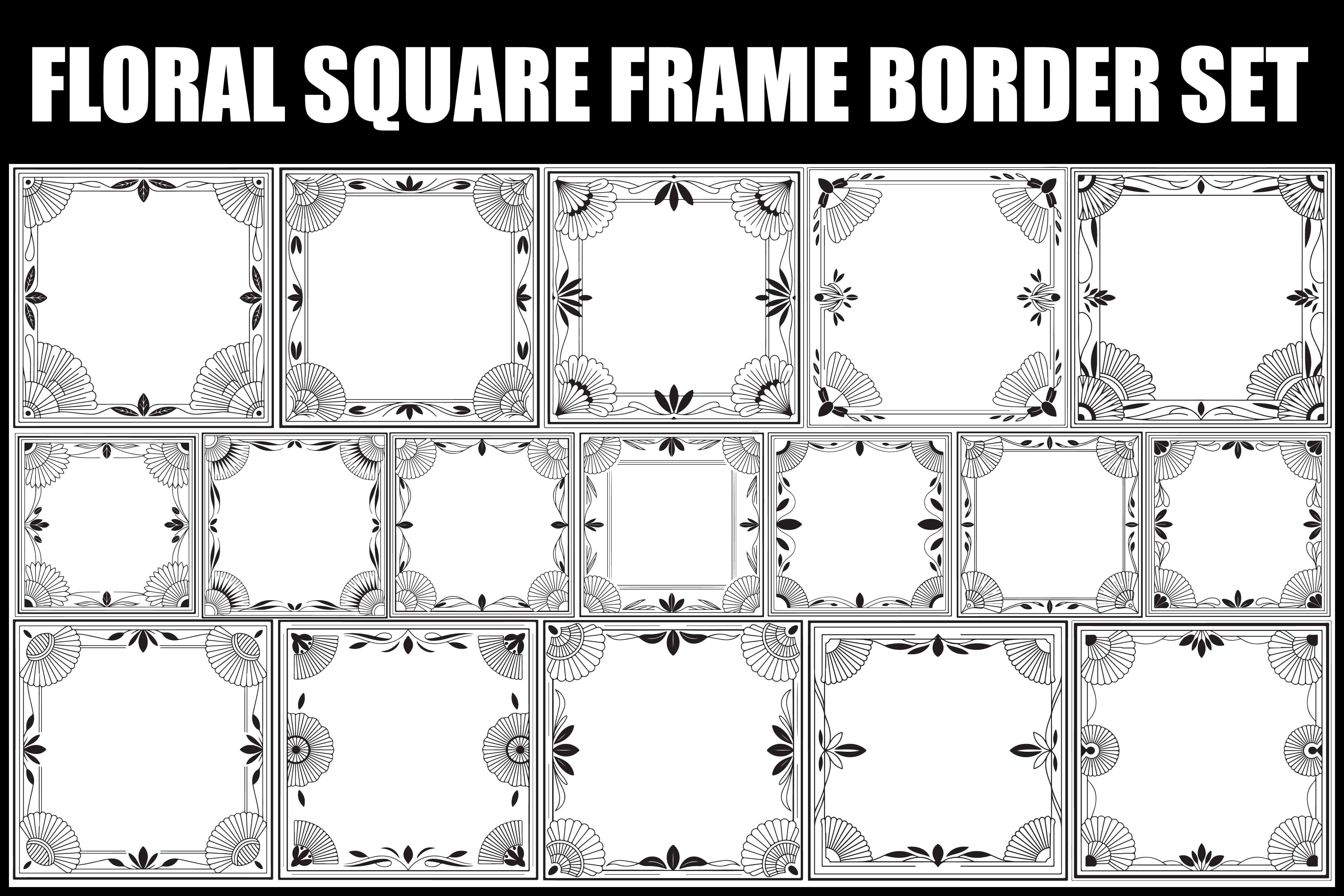 Floral Square Frame Border Set