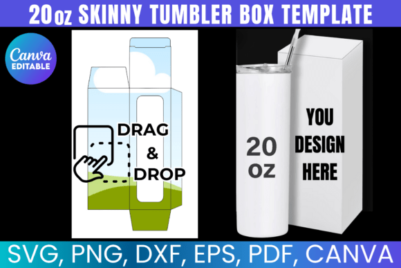 20oz Skinny Tumbler Box Template