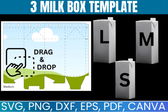 3 Milk Box Canva Template BUNDLE