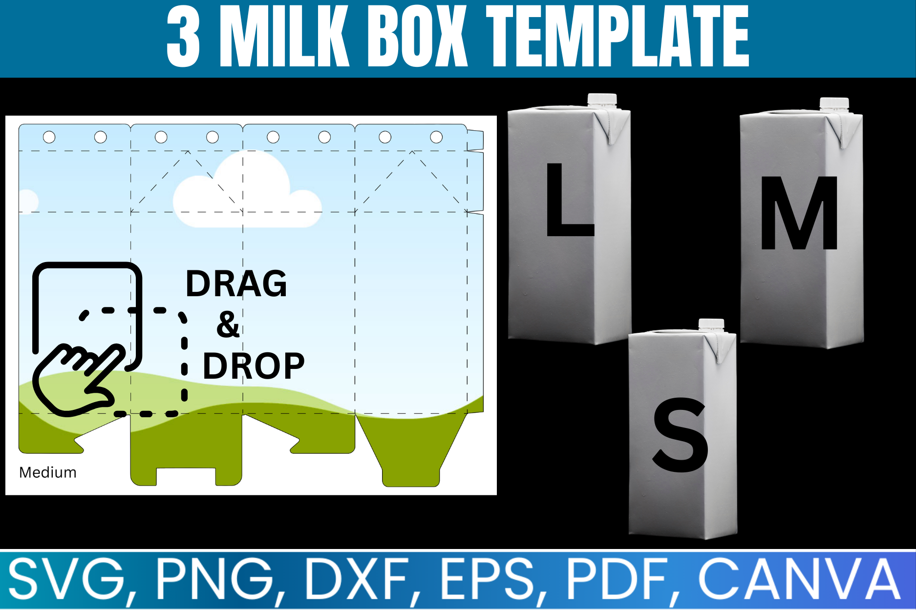 3 Milk Box Canva Template BUNDLE
