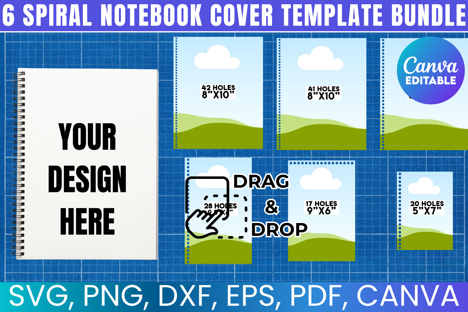 6 Spiral Notebook Cover Template Bundle