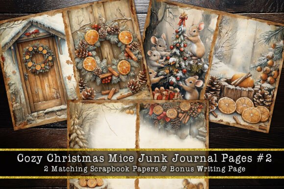 Cozy Christmas Mice Junk Journal Page #2