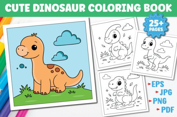 25+ Cute Dinosaur Coloring Book for Kids