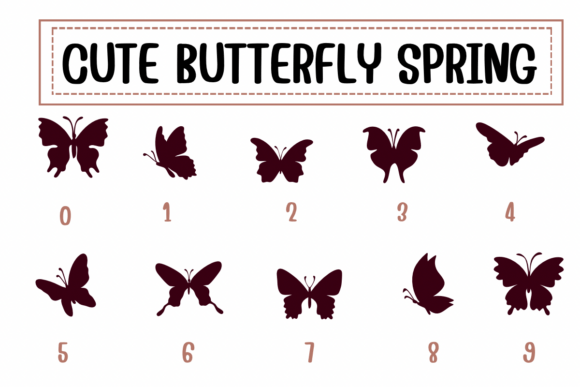 Cute Butterfly Spring Font PNG with transparent background - Preview 3