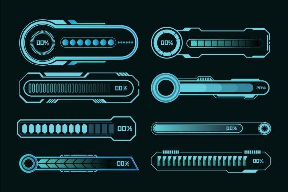 Cyber Tech Progress Bar Collection Graphic Web Elements By holylayer