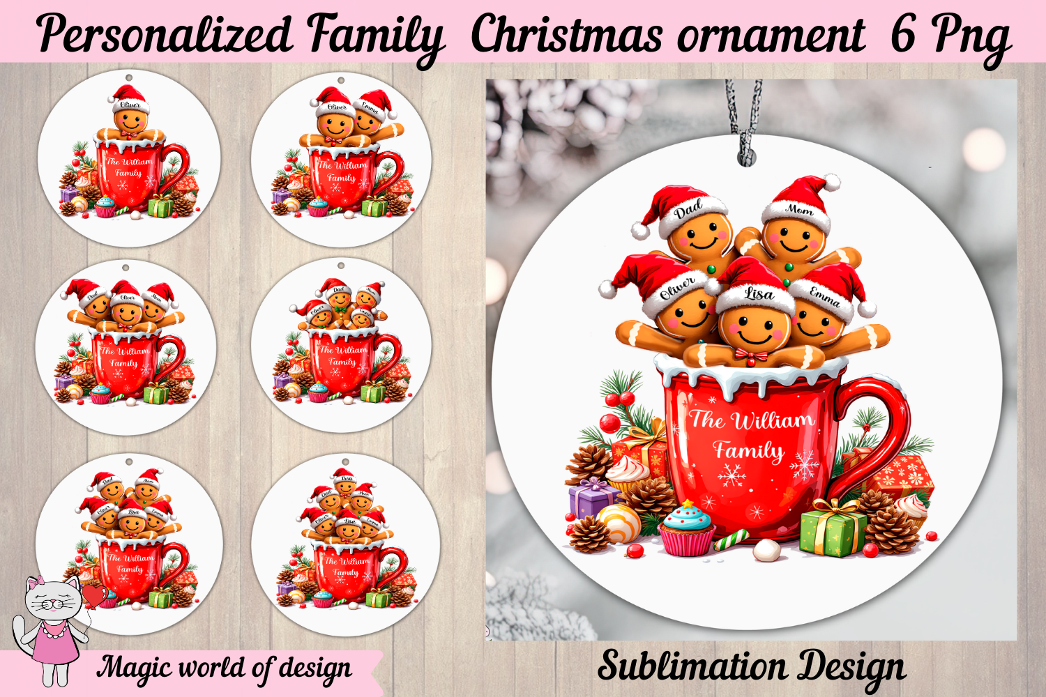 Family Christmas Ornament PNG Bundle