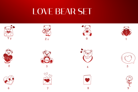 Love Bear Set Font PNG with transparent background - Preview 3