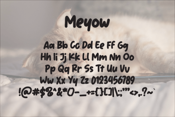 Meyow Font PNG with transparent background - Preview 1