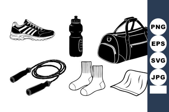 Monochrome Gym Essentials Vector Set