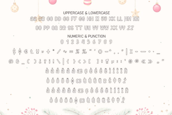 Outline Christmas Font PNG with transparent background - Preview 6